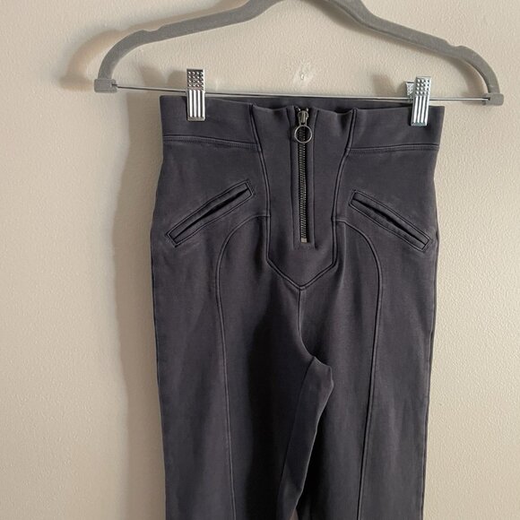 Express Women XXS Gray Ponte Grunge Biker High Waist Zip Front Moto Leggings NWT - Picture 5 of 12
